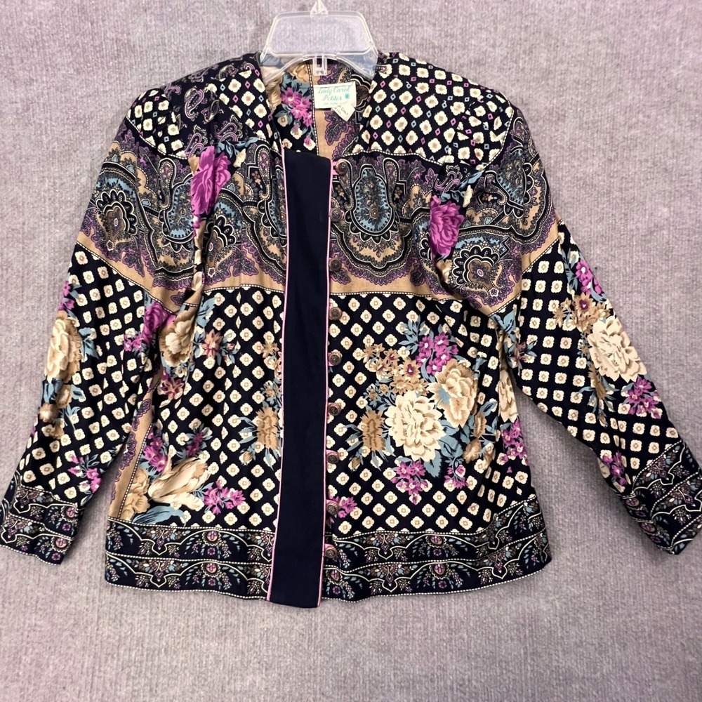 Lady Carol Petites Vintage Floral Paisley Print Blazer Jacket‎ Size 6 Statement